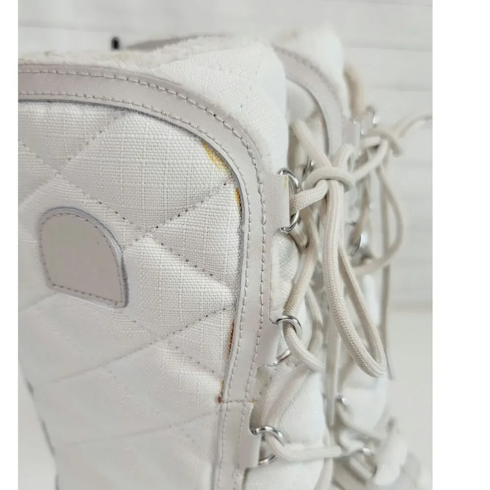 SOREL OUT & ABOUT TALL WATERPROOF LACE UP BOOTS IN WHITE, SZ 6.5